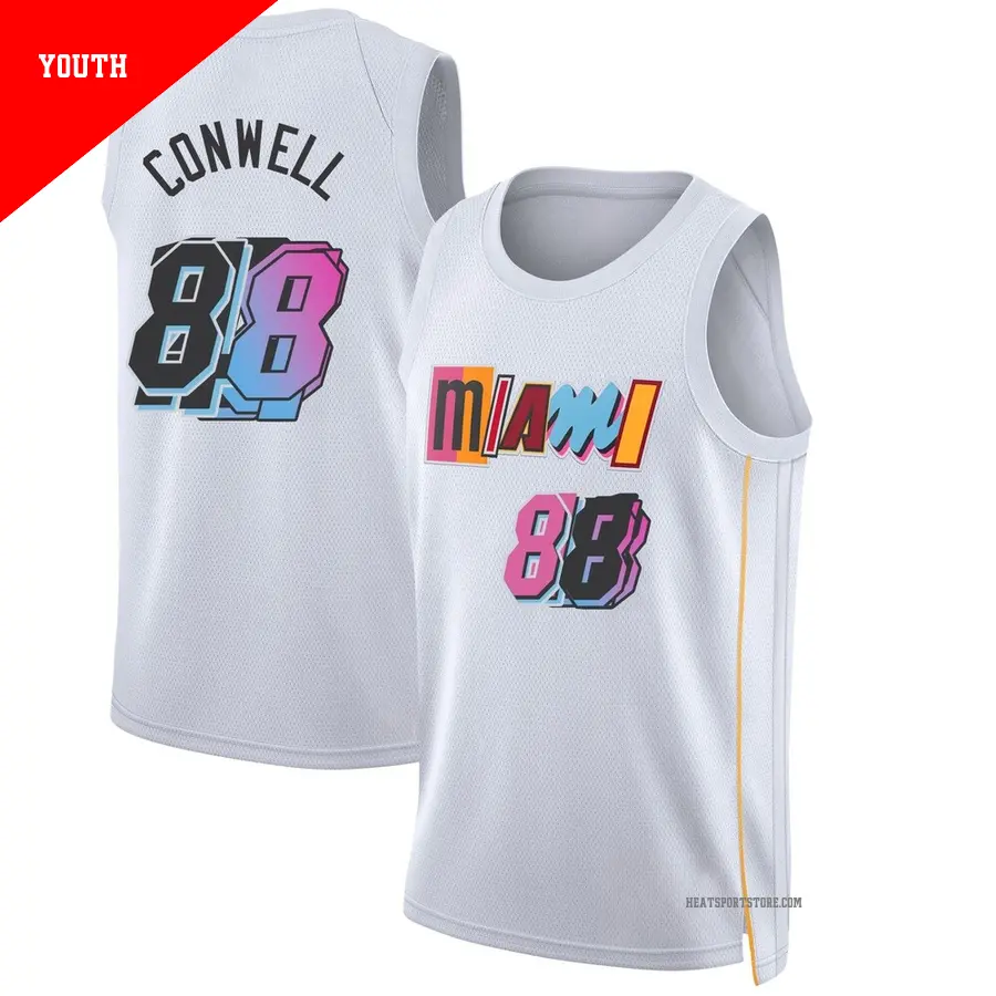 ＃0 Youth Ryan Conwell Miami Heat 2022/23 Swingman White City Edition Jersey