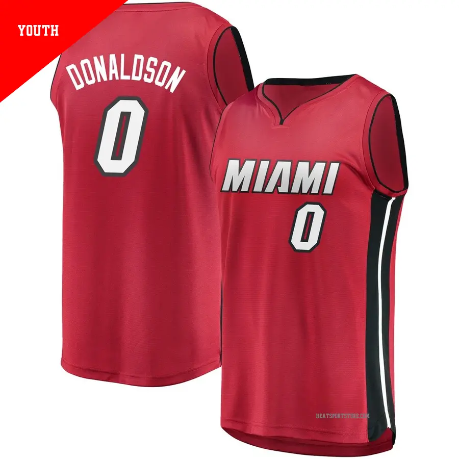 ＃0 Youth Tre Donaldson Miami Heat Red Fast Break Jersey Statement Edition