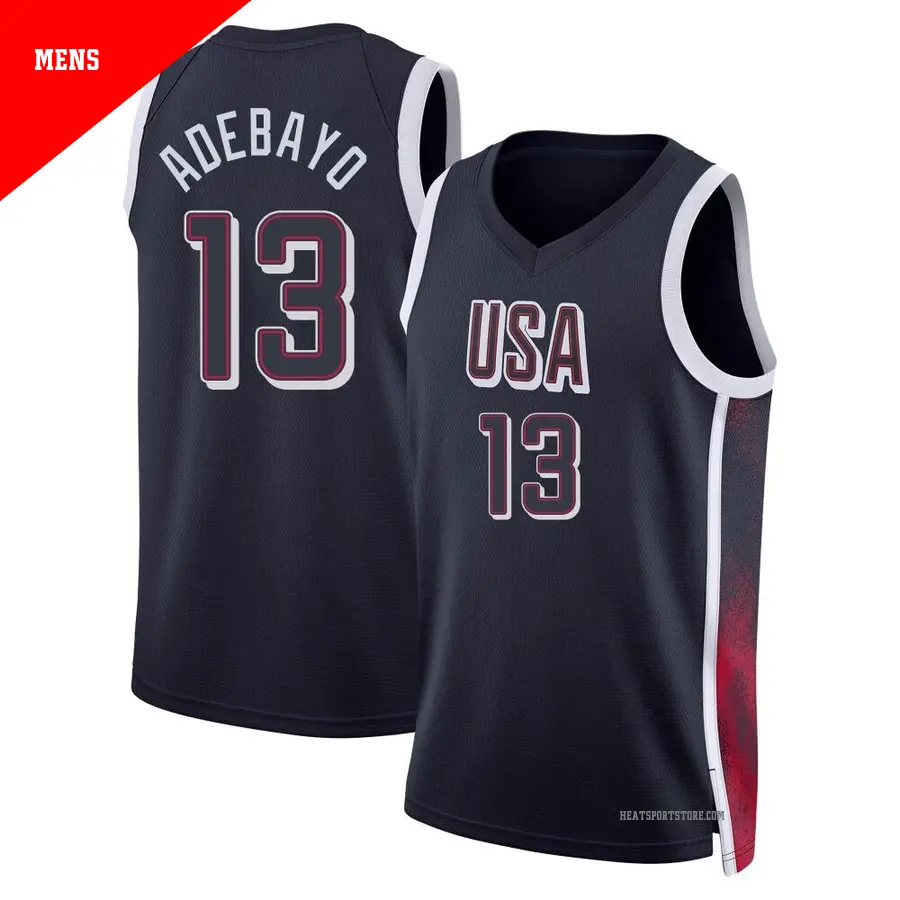 ＃13 Men's Bam Adebayo Miami Heat Navy Swingman USA Basketball 2024 Jersey