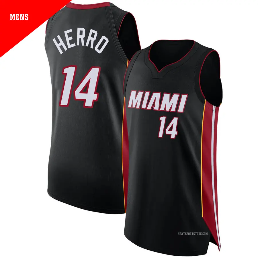 ＃14 Men's Tyler Herro Miami Heat Black Authentic Jersey Icon Edition