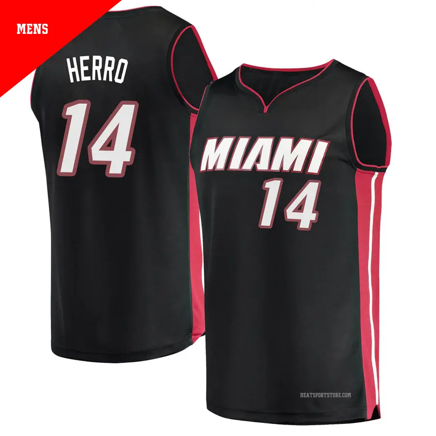 ＃14 Men's Tyler Herro Miami Heat Black Fast Break Jersey Icon Edition