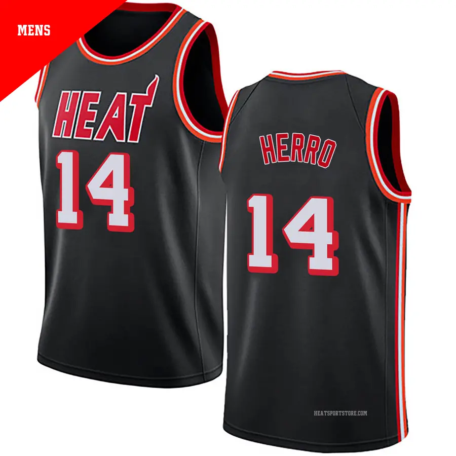 ＃14 Men's Tyler Herro Miami Heat Black Swingman Fashion Hardwood Classics Jersey