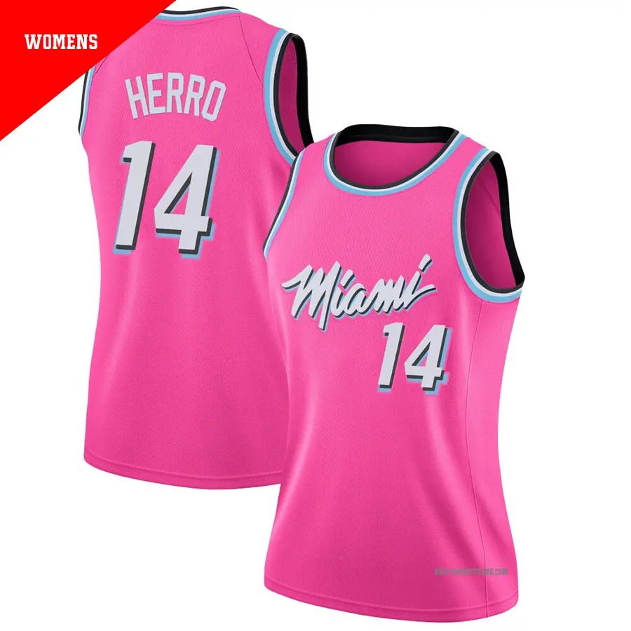 ＃14 Women's Tyler Herro Miami Heat 2018/19 Swingman Pink JerseyEarned Edition