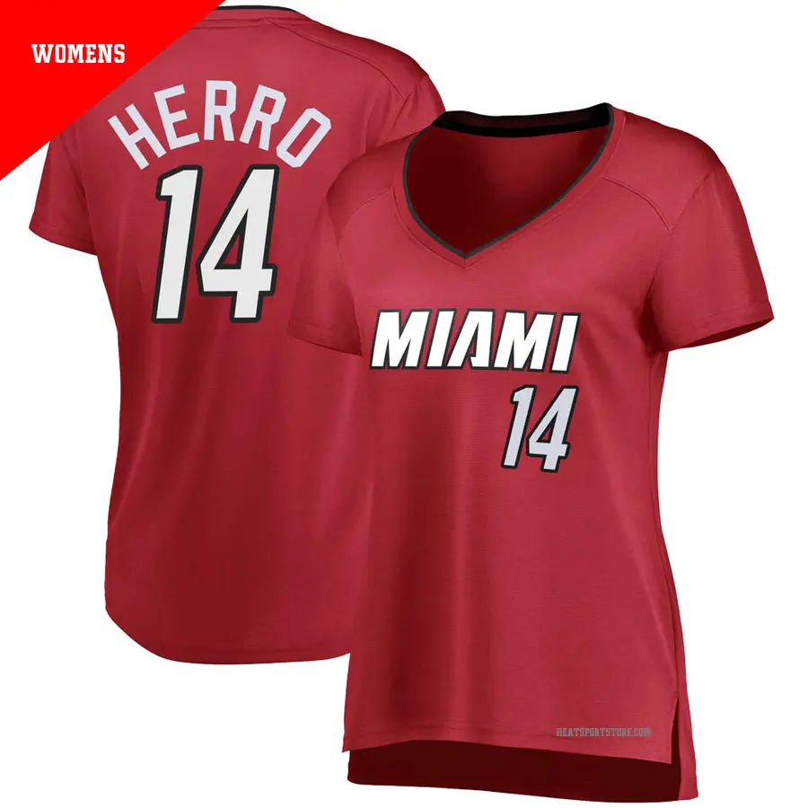 ＃14 Women's Tyler Herro Miami Heat Fast Break Wine Jersey Statement Edition