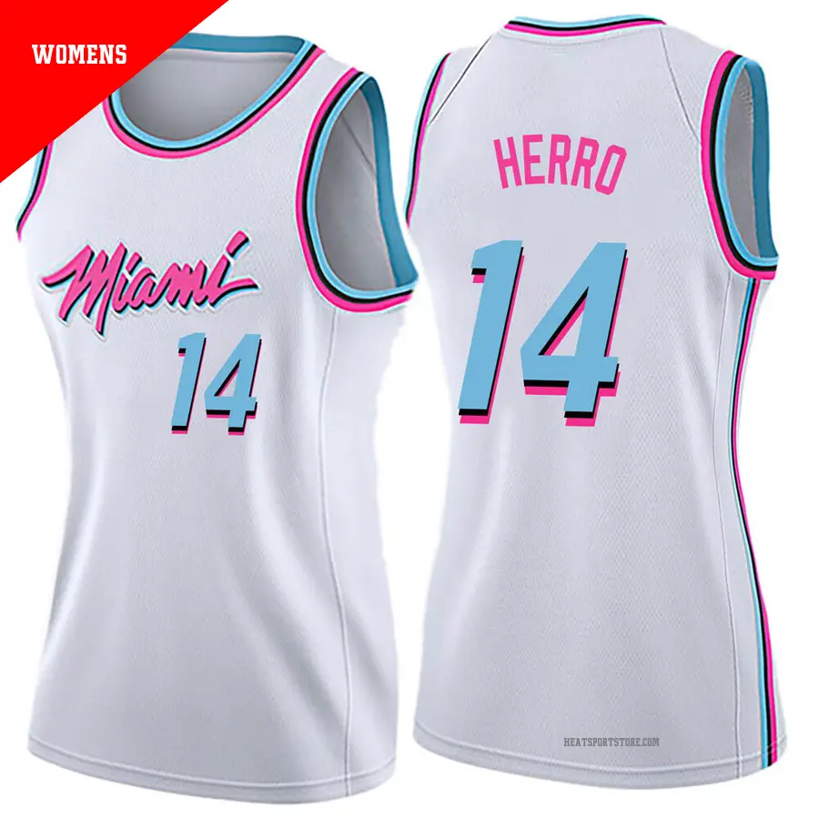 ＃14 Women's Tyler Herro Miami Heat White Swingman JerseyCity Edition