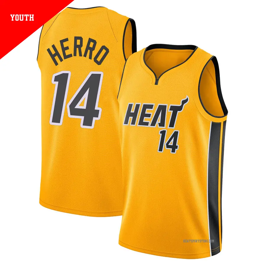 ＃14 Youth Tyler Herro Miami Heat 2020/21 Swingman Gold JerseyEarned Edition