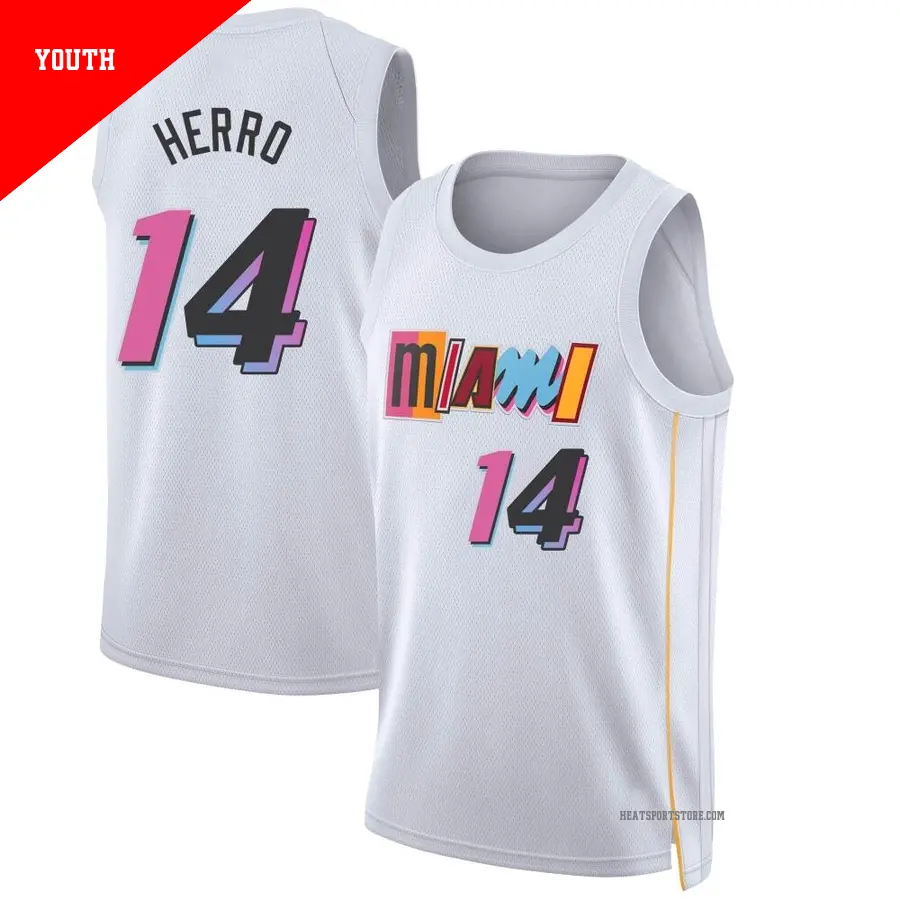 ＃14 Youth Tyler Herro Miami Heat 2022/23 Swingman White City Edition Jersey