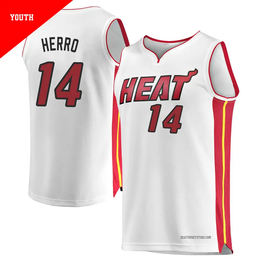 ＃14 Youth Tyler Herro Miami Heat White Fast Break JerseyAssociation Edition