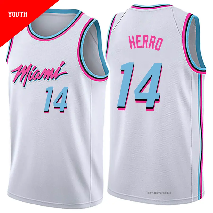 ＃14 Youth Tyler Herro Miami Heat White Swingman JerseyCity Edition