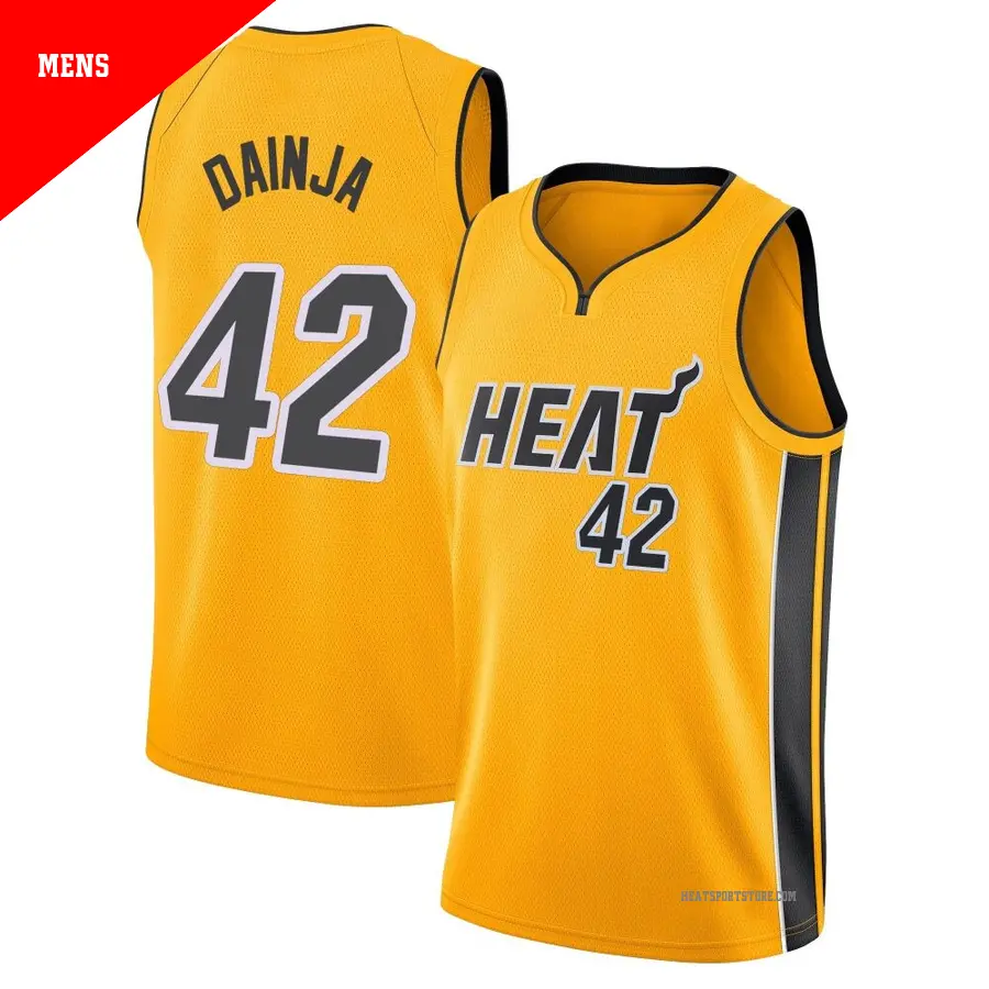 ＃42 Men's Dain Dainja Miami Heat 2020/21 Swingman Gold JerseyEarned Edition