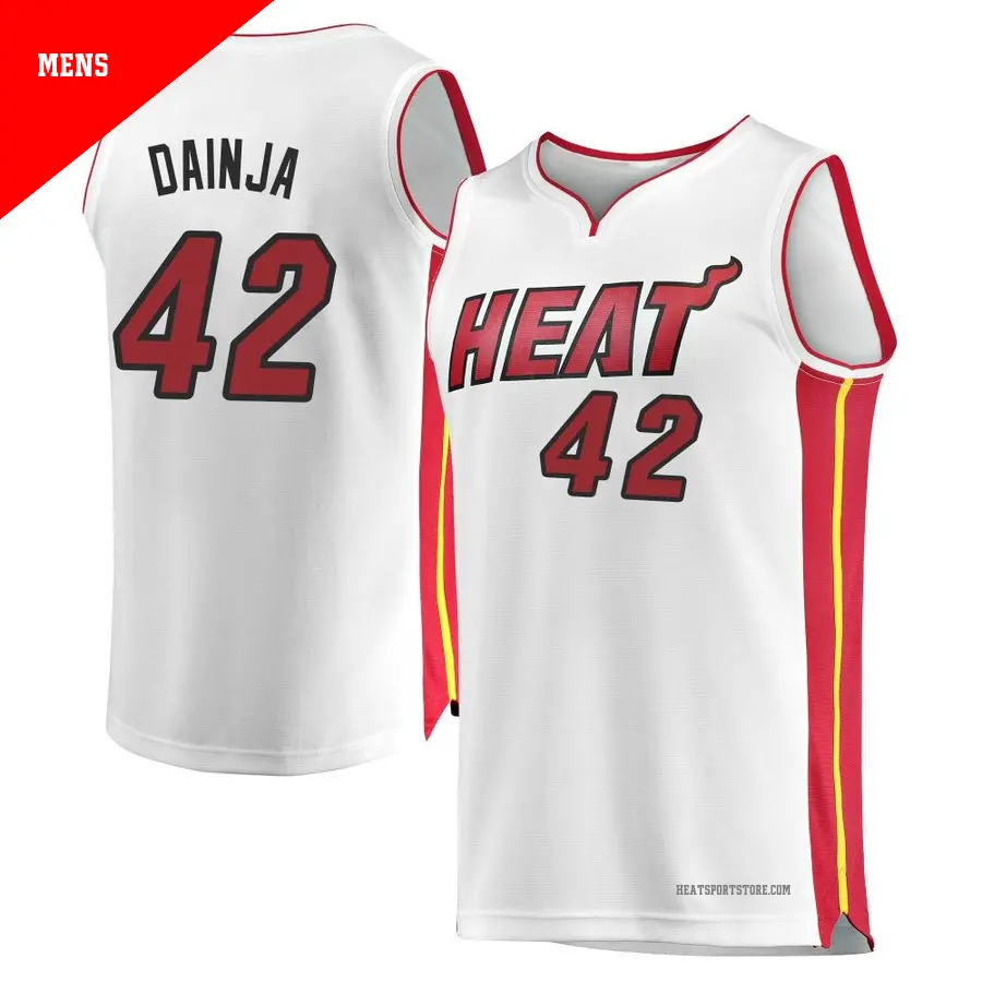 ＃42 Men's Dain Dainja Miami Heat White Fast Break JerseyAssociation Edition