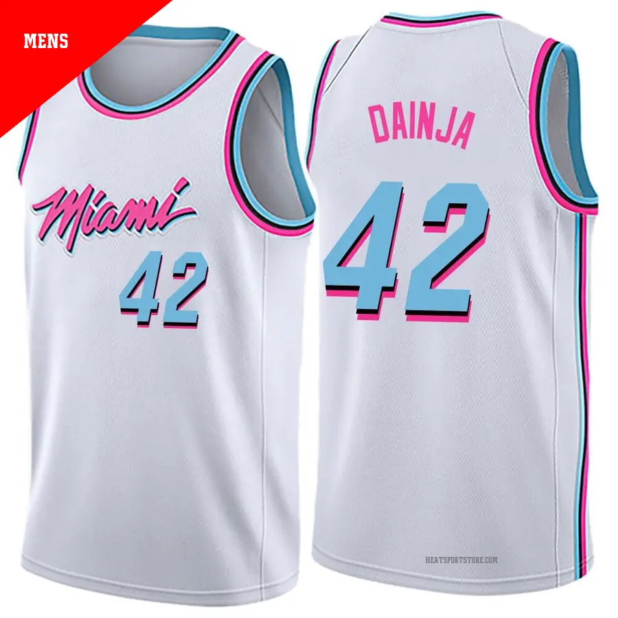 ＃42 Men's Dain Dainja Miami Heat White Swingman JerseyCity Edition