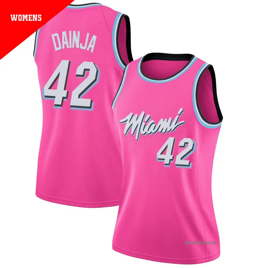＃42 Women's Dain Dainja Miami Heat 2018/19 Swingman Pink JerseyEarned Edition