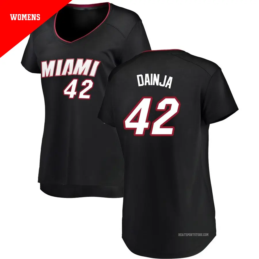 ＃42 Women's Dain Dainja Miami Heat Black Fast Break Jersey Icon Edition