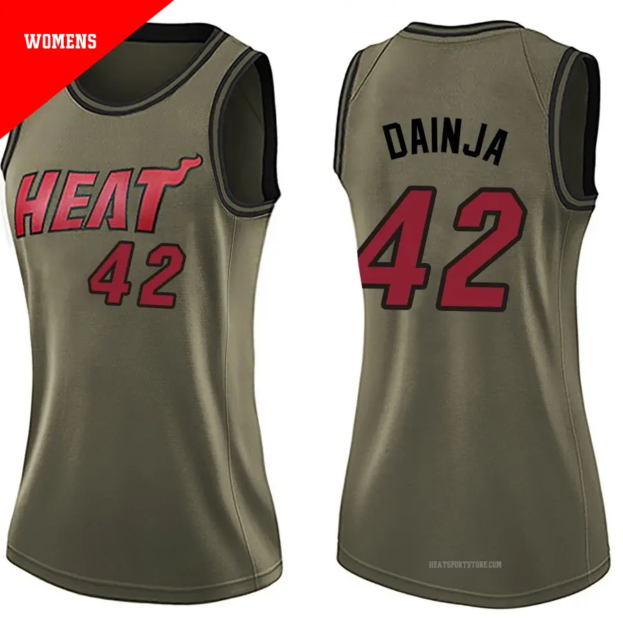 ＃42 Women's Dain Dainja Miami Heat Green Swingman Salute to Service Jersey