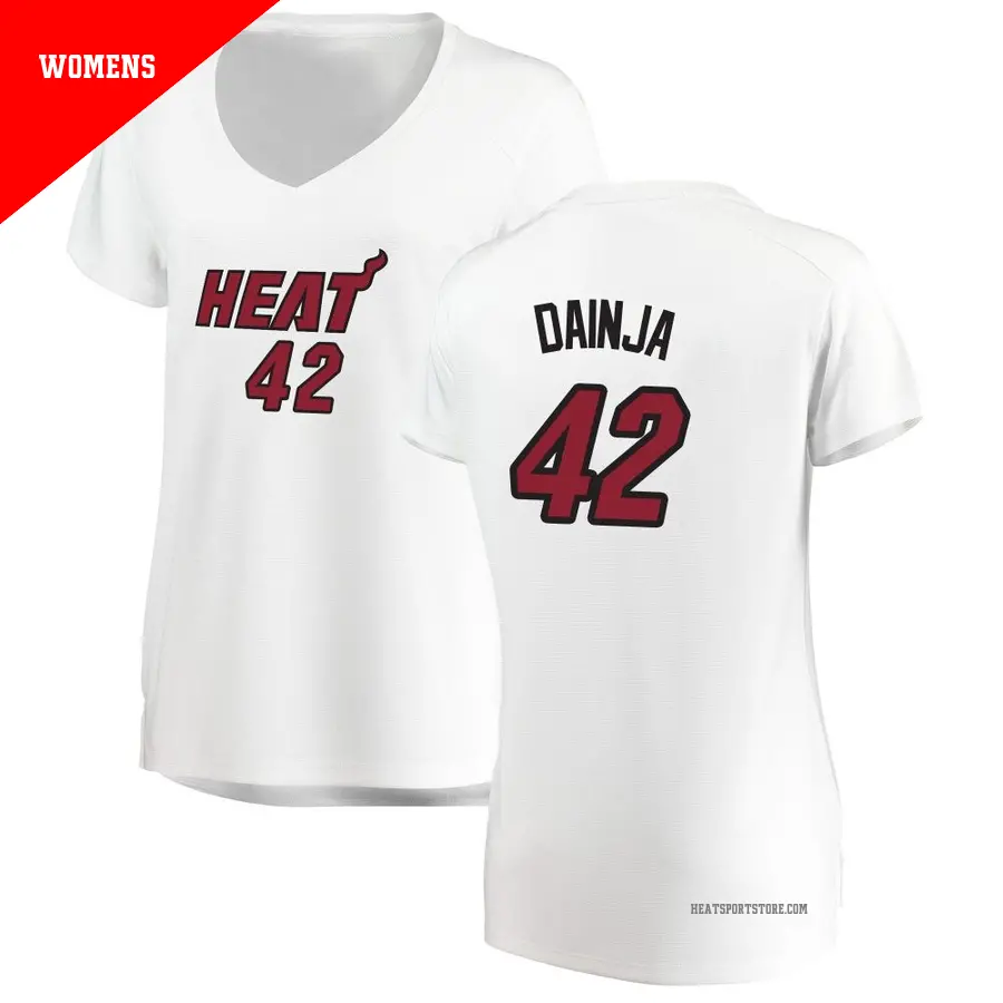 ＃42 Women's Dain Dainja Miami Heat White Fast Break JerseyAssociation Edition