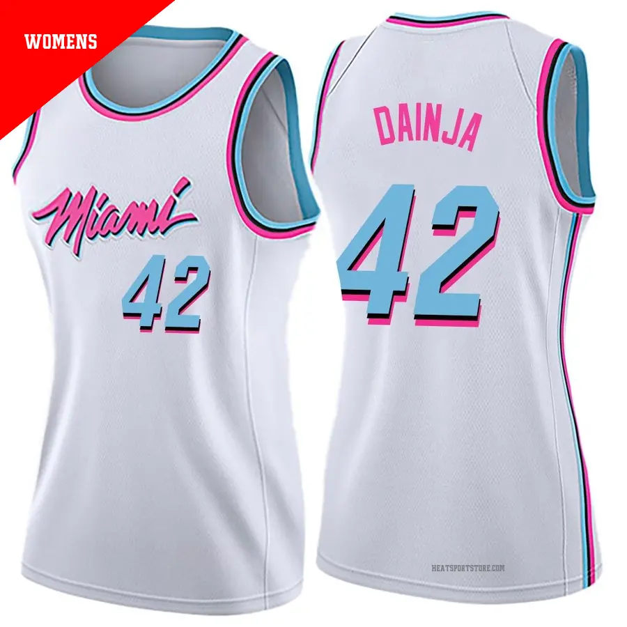 ＃42 Women's Dain Dainja Miami Heat White Swingman JerseyCity Edition