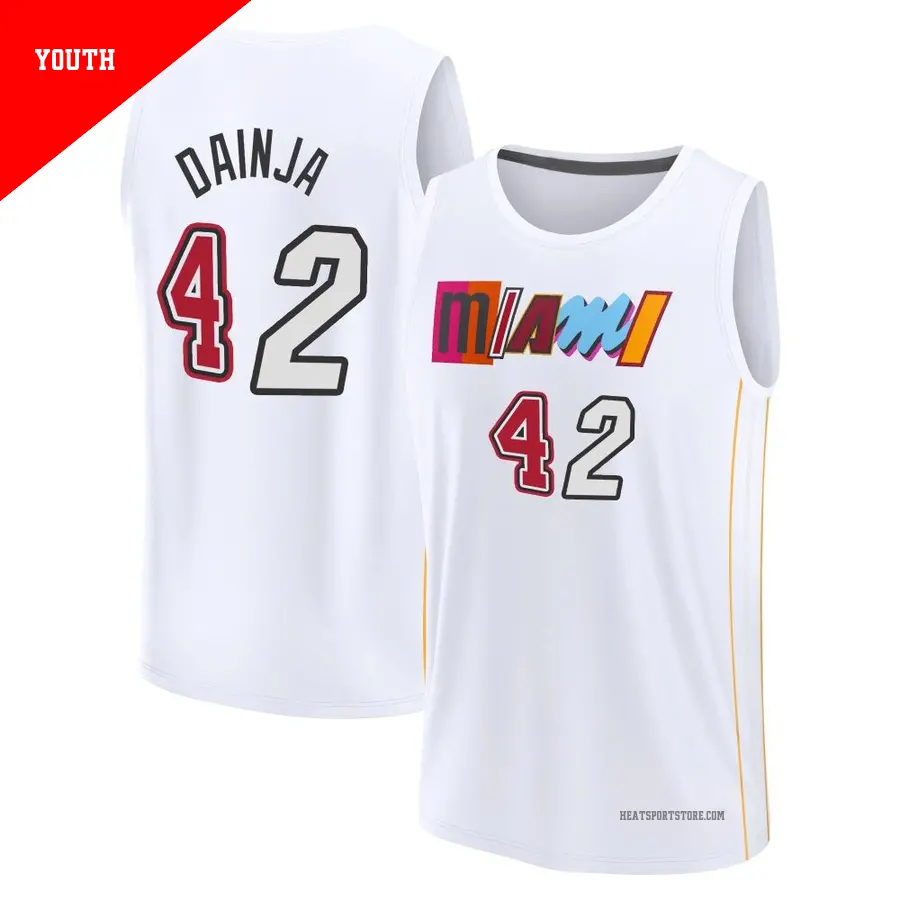 ＃42 Youth Dain Dainja Miami Heat 2022/23 Fast Break White City Edition Jersey