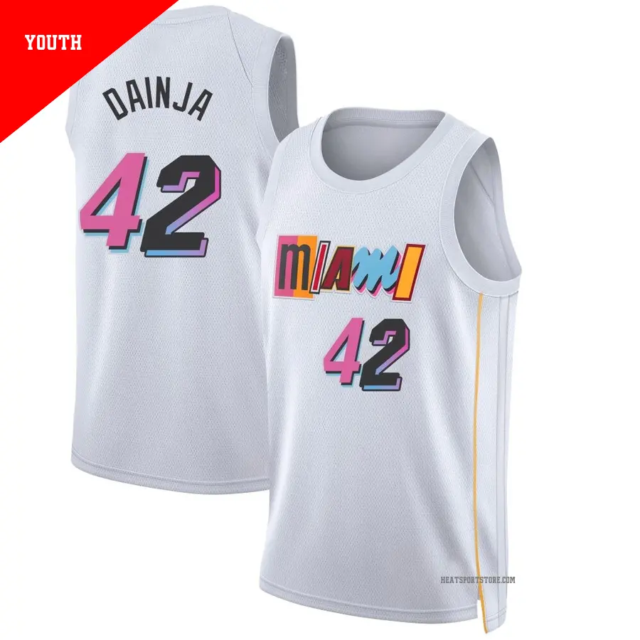 ＃42 Youth Dain Dainja Miami Heat 2022/23 Swingman White City Edition Jersey