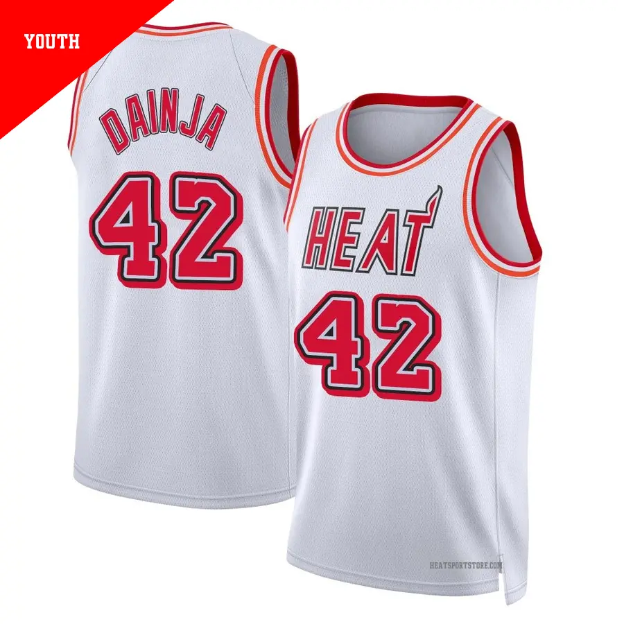 ＃42 Youth Dain Dainja Miami Heat 2022/23 Swingman White Classic Edition Jersey