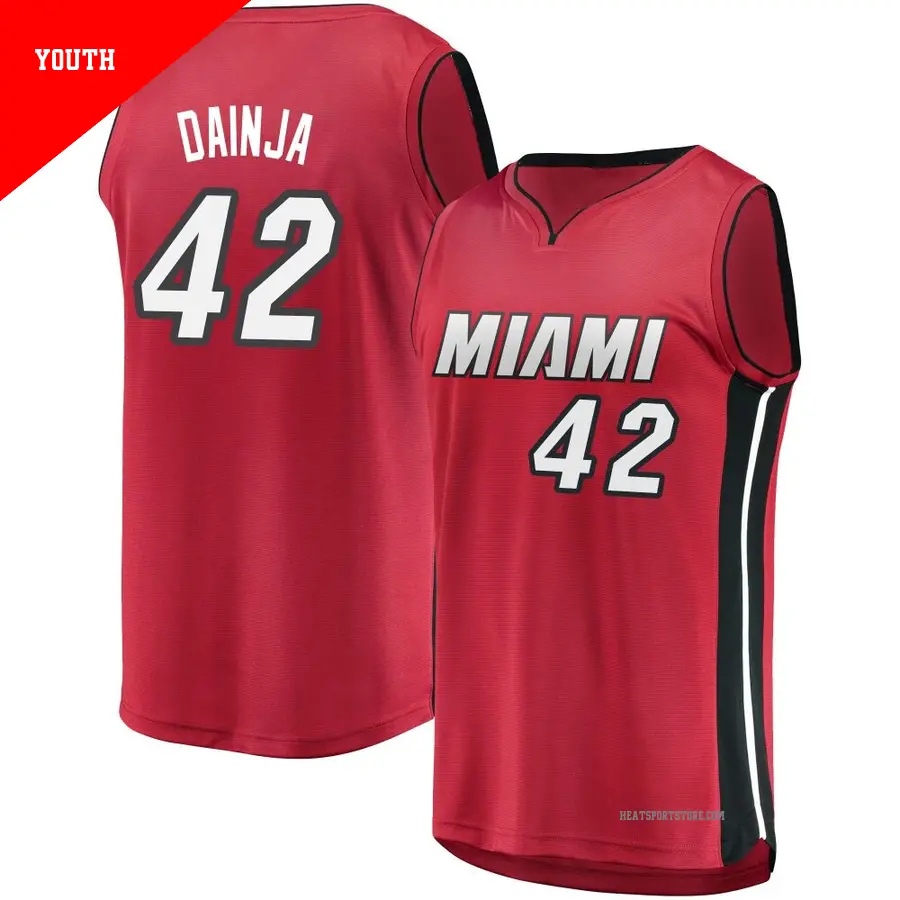＃42 Youth Dain Dainja Miami Heat Red Fast Break Jersey Statement Edition