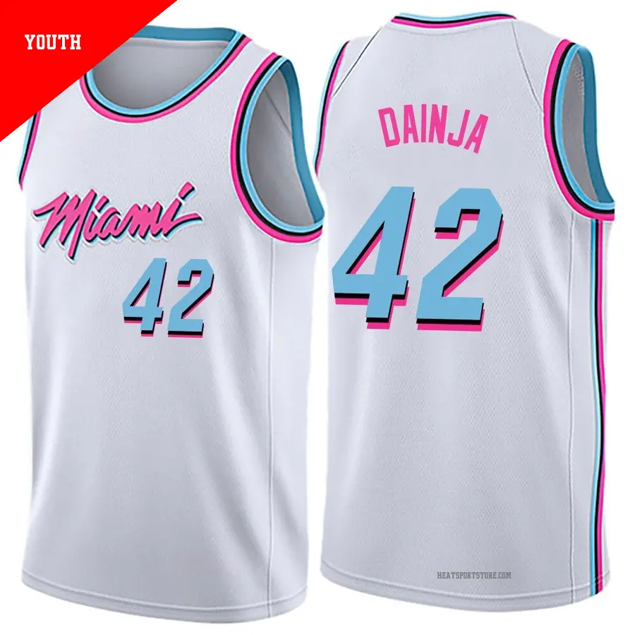 ＃42 Youth Dain Dainja Miami Heat White Swingman JerseyCity Edition