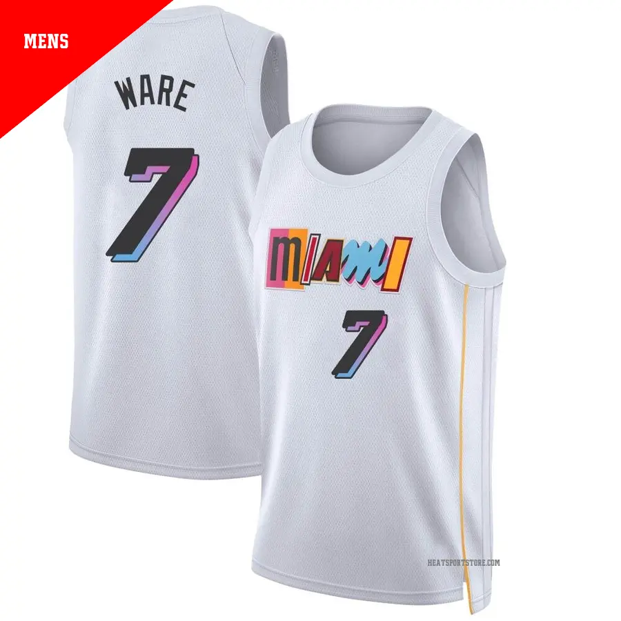 ＃7 Men's Kel'el Ware Miami Heat 2022/23 Swingman White City Edition Jersey