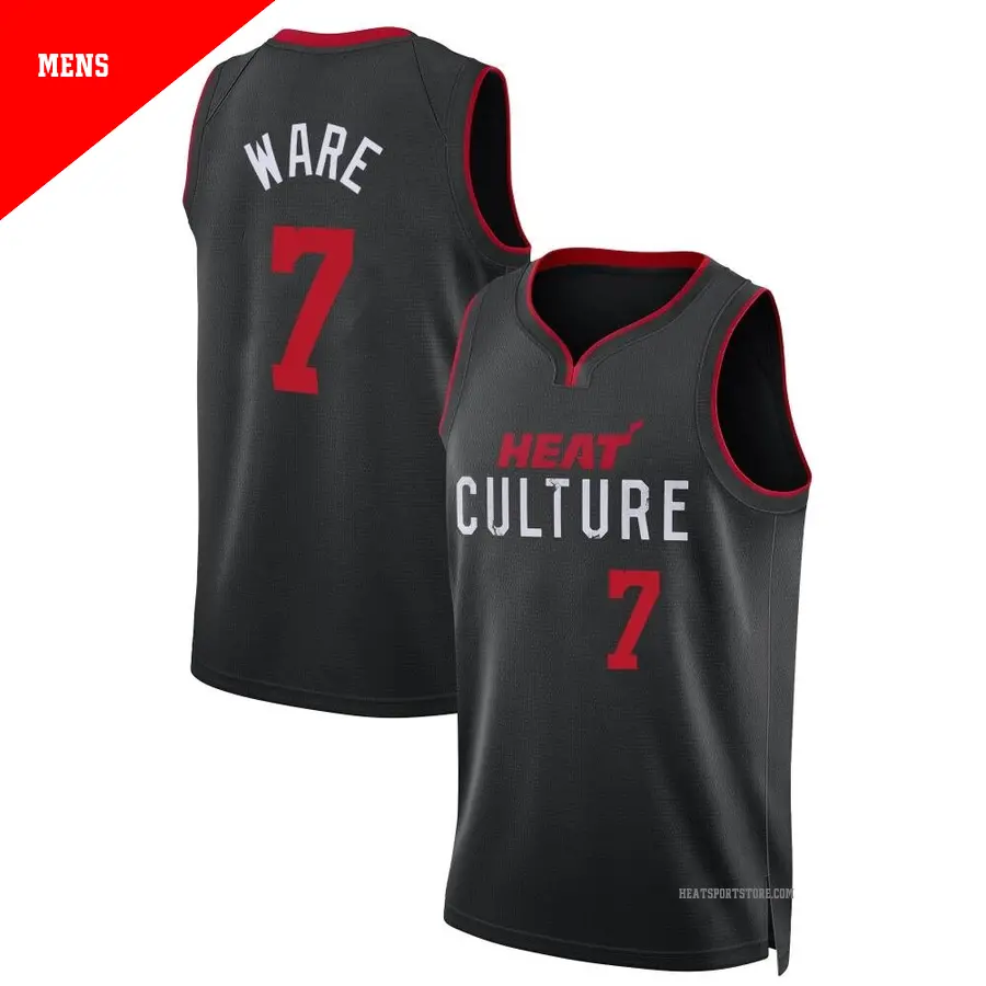 ＃7 Men's Kel'el Ware Miami Heat 2023/24 Swingman Black City Edition Jersey