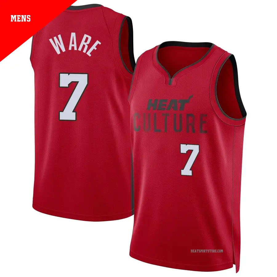 ＃7 Men's Kel'el Ware Miami Heat 2024/25 Swingman Red City Edition Jersey