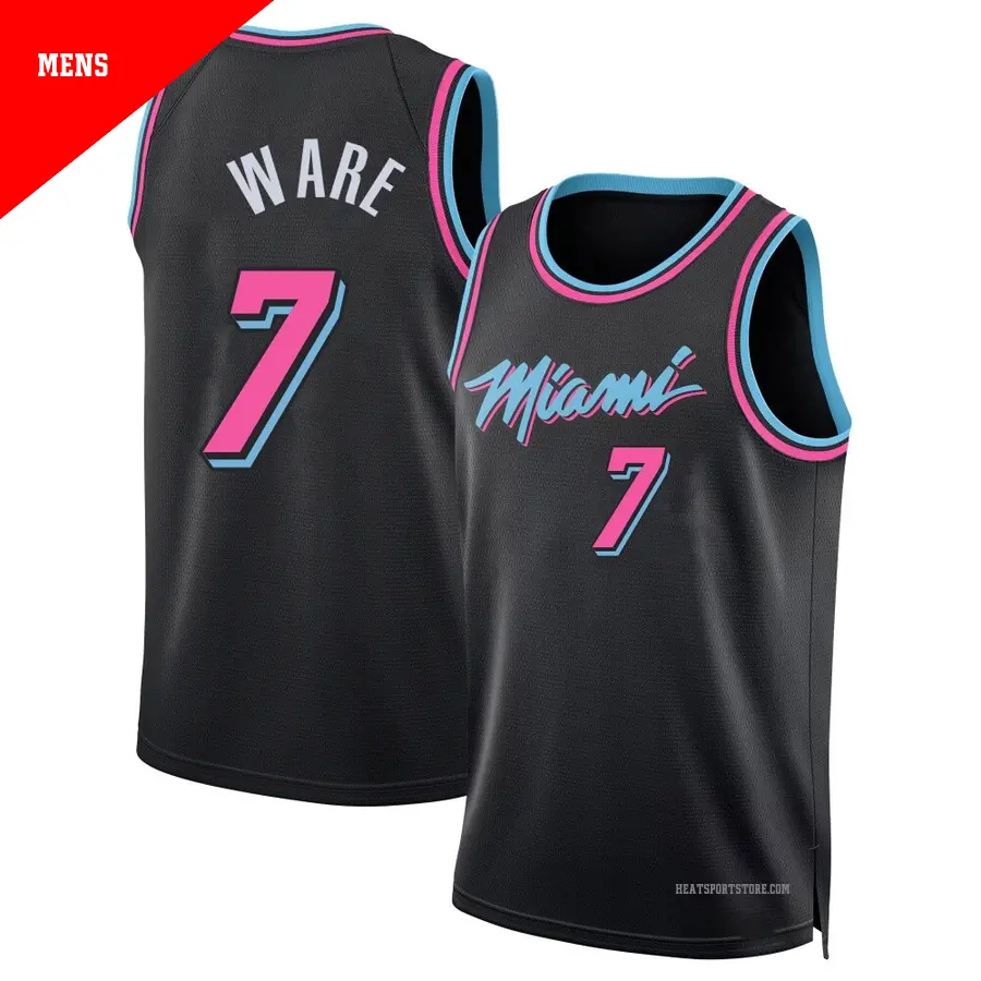 ＃7 Men's Kel'el Ware Miami Heat 2025/26 Swingman Black City Edition Jersey