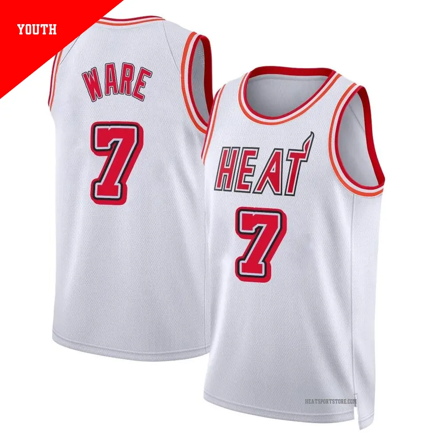 ＃7 Youth Kel'el Ware Miami Heat 2022/23 Swingman White Classic Edition Jersey